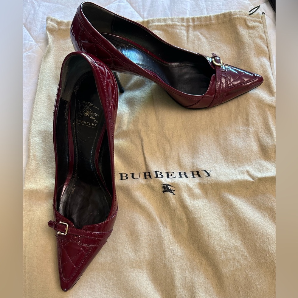 Burberry Red Burgundy Stilettos Patent Leather